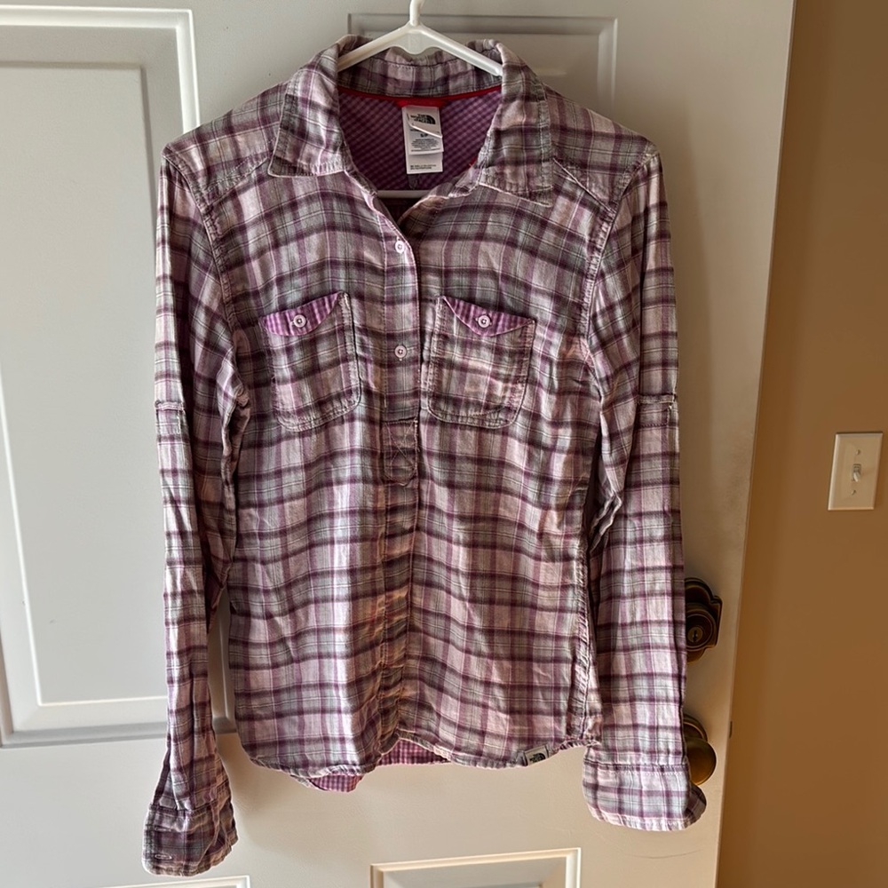 North Face Hiking Long Sleeve Plaid Checker Shirt Size Small